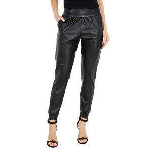 Commando Black Faux Leather Joggers Four Way Stretch Pockets Women's Size XL